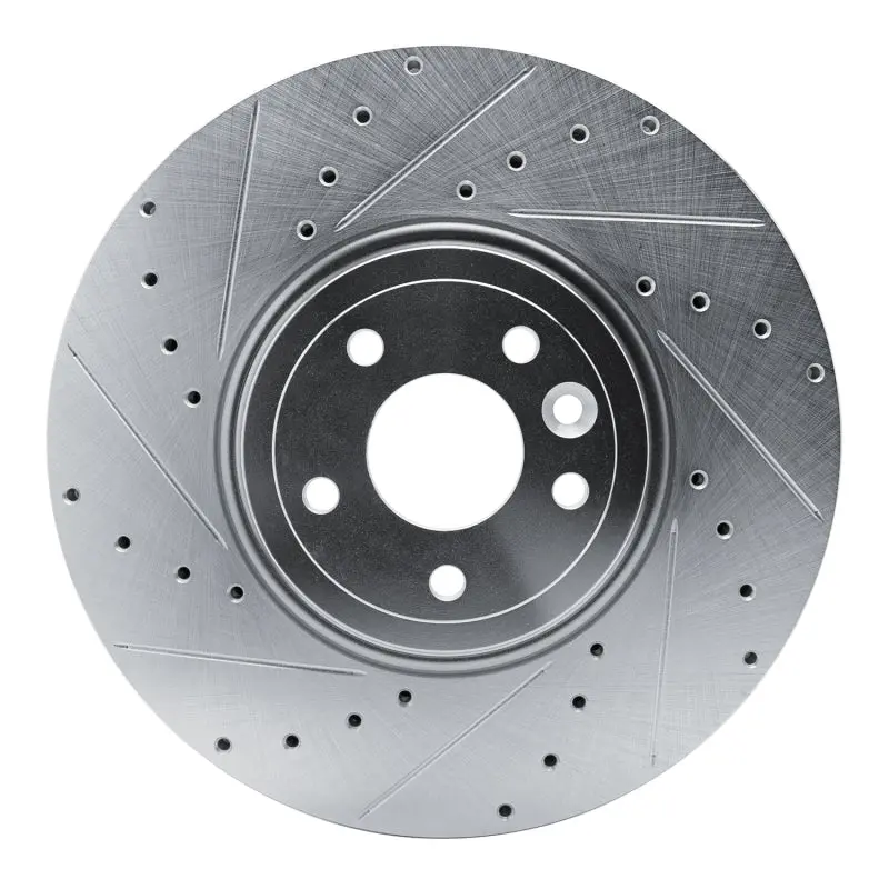 R1 16-24 Jaguar Xf Front Left Drilled & Slotted Silver Brake Rotor 1