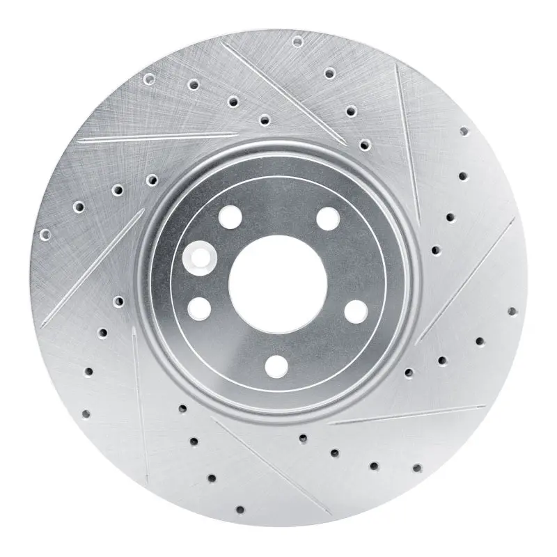 R1 16-24 Jaguar Xf Front Right Drilled & Slotted Silver Brake Rotor 1