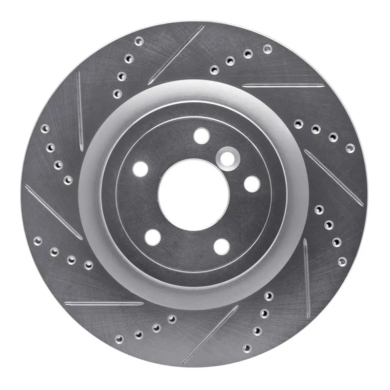 R1 16-24 Jaguar Xf Rear Left Drilled & Slotted Silver Brake Rotor 1