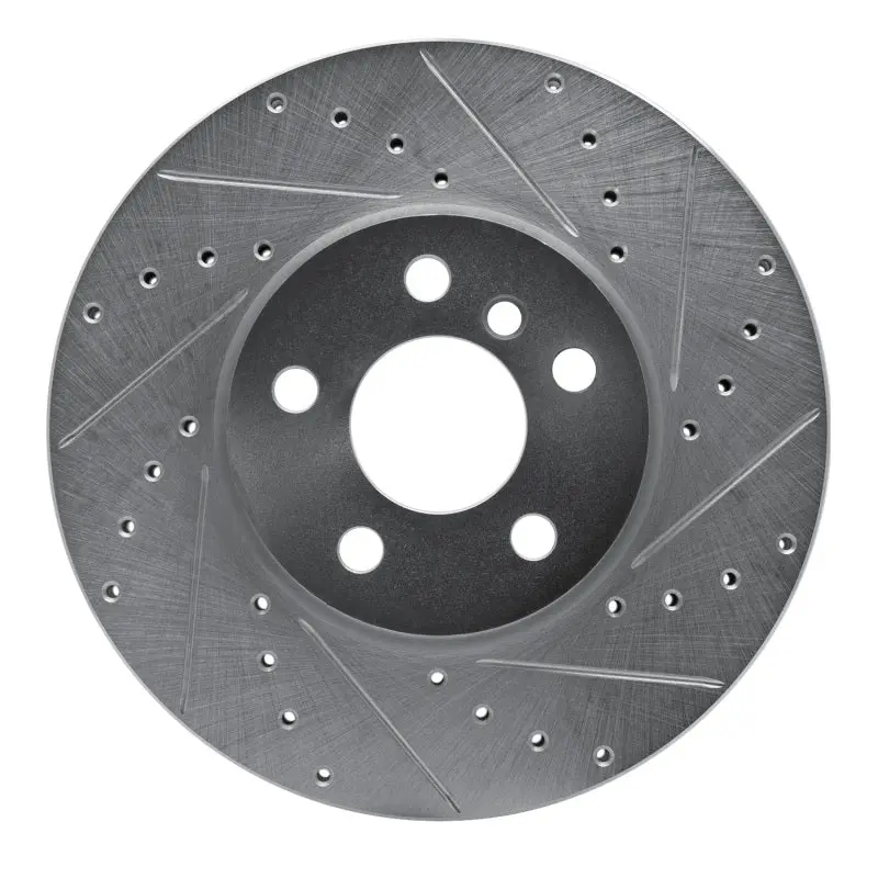 R1 16-24 Mini Cooper Clubman Front Right Drilled & Slotted Silver Brake Rotor 1