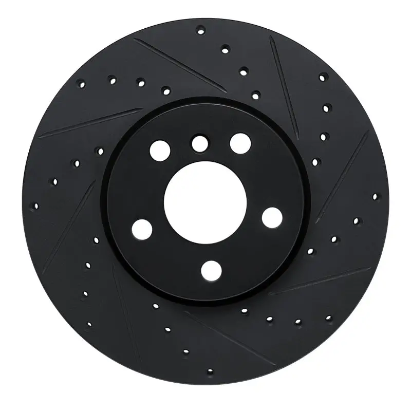 R1 16-24 Mini Cooper (Excl Clubman) Front Right Drilled & Slotted Black Brake Rotor 1
