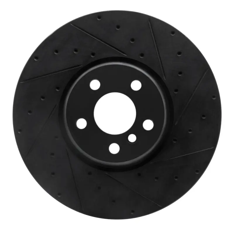 R1 16-25 Bmw 230I Xdrive Right Front Drilled & Slotted Black Brake Rotor 1