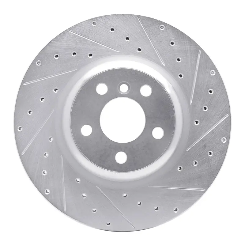 R1 16-25 Bmw 330E Xdrive Rear Right Drilled & Slotted Silver Brake Rotor 1