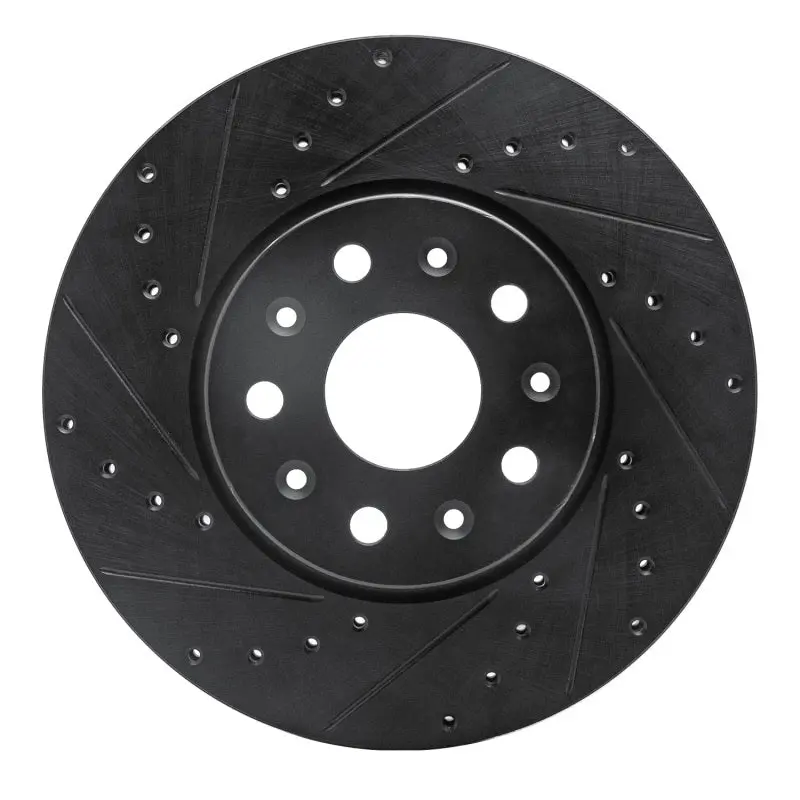 R1 16-25 Cadillac Ct5 Front Left Drilled & Slotted Black Brake Rotor 1