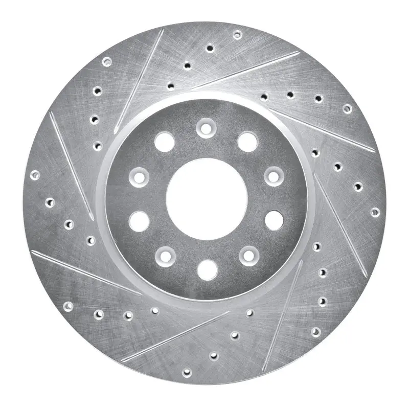 R1 16-25 Cadillac Ct5 Front Left Drilled & Slotted Silver Brake Rotor 1