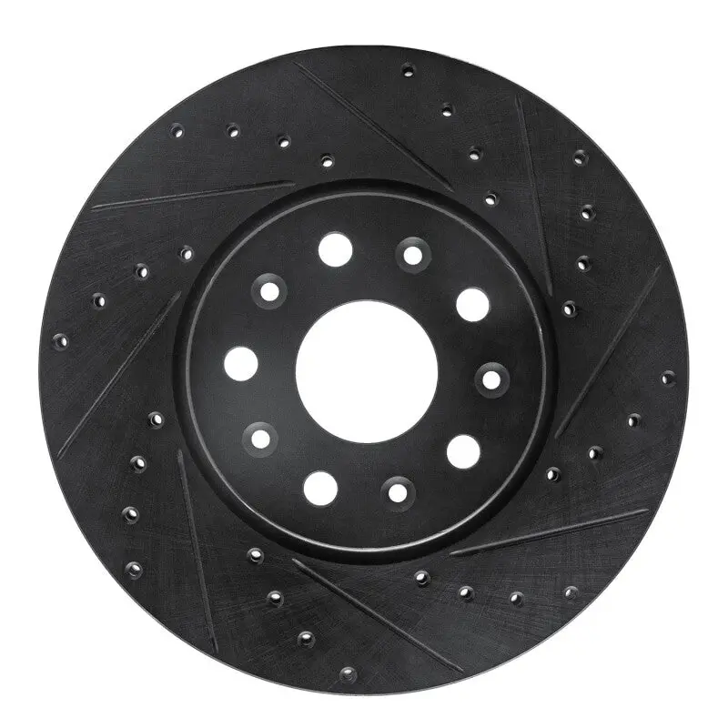 R1 16-25 Cadillac Ct5 Front Right Drilled & Slotted Black Brake Rotor 1
