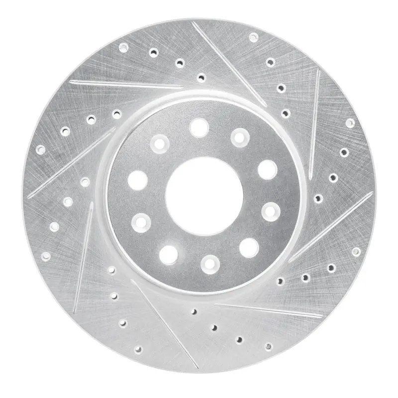 R1 16-25 Cadillac Ct5 Front Right Drilled & Slotted Silver Brake Rotor 1