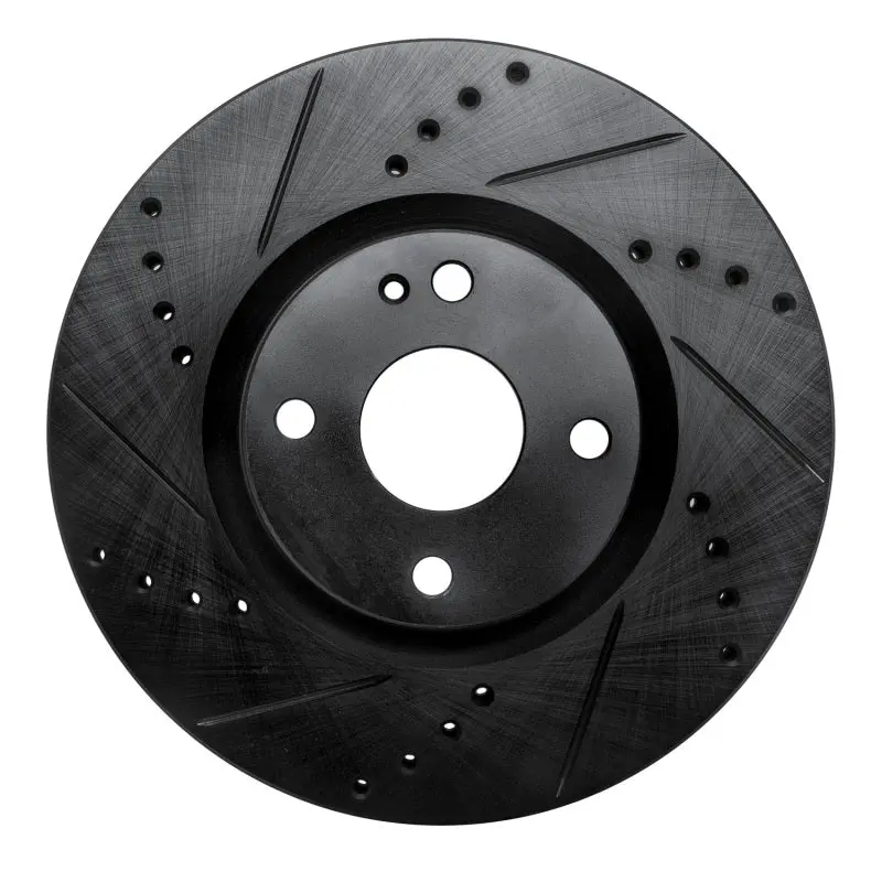 R1 16-25 Fiat 124 Spider Front Left Drilled & Slotted Black Brake Rotor 1