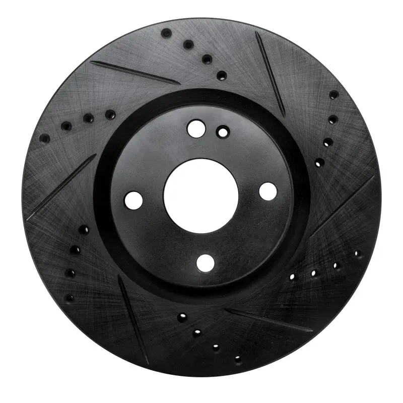 R1 16-25 Fiat 124 Spider Front Right Drilled & Slotted Black Brake Rotor 1