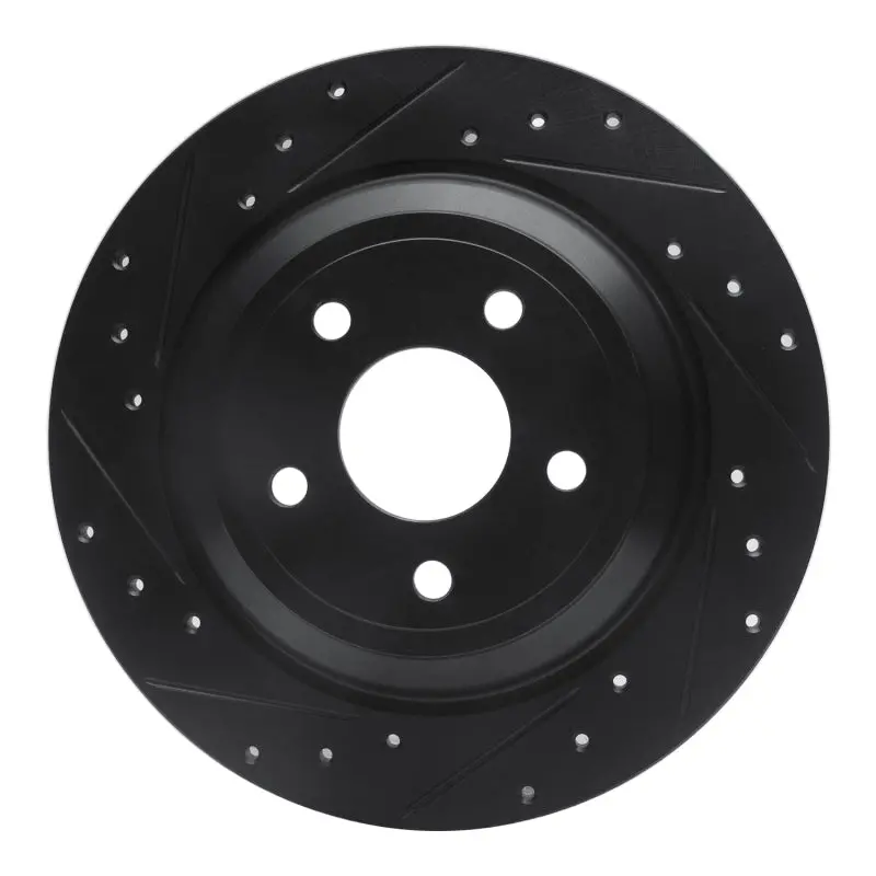 R1 16-25 Ford Escape Rear Left Drilled & Slotted Black Brake Rotor 1