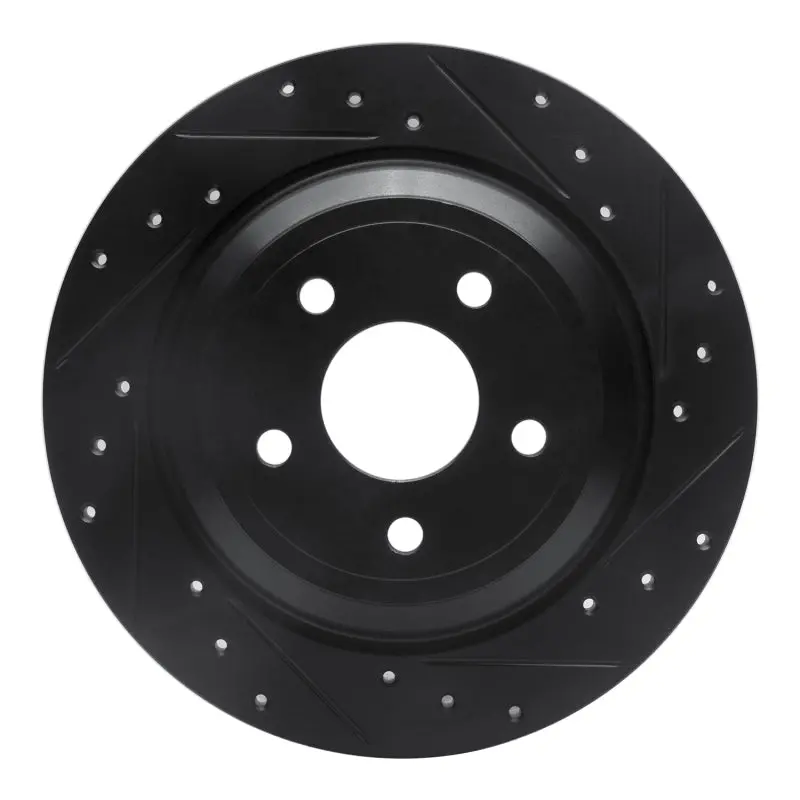 R1 16-25 Ford Focus Rear Right Drilled & Slotted Black Brake Rotor 1