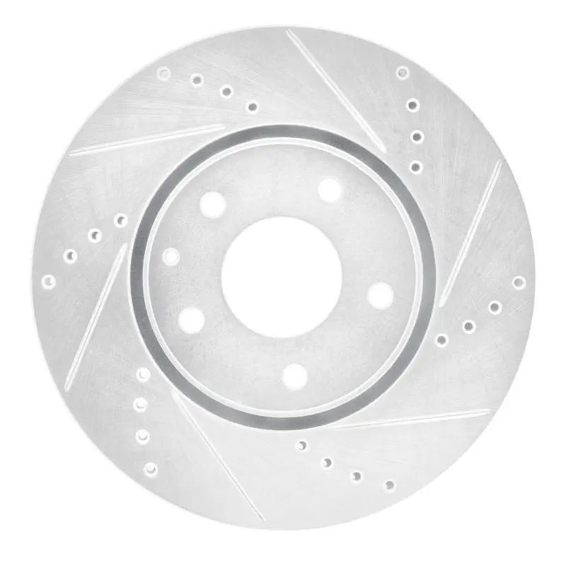R1 16-25 Mazda 6 Front Right Drilled & Slotted Silver Brake Rotor 1