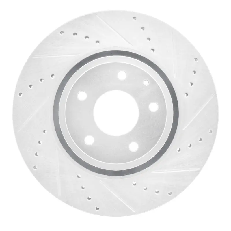 R1 16-25 Mazda 6 Front Right Drilled & Slotted Silver Brake Rotor 1