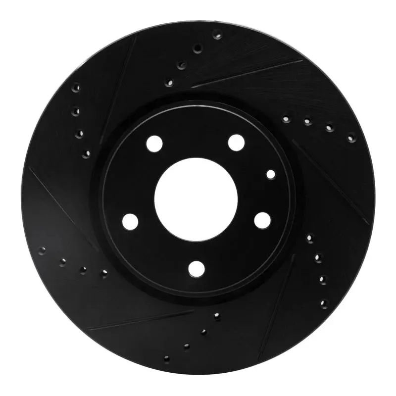 R1 16-25 Mazda Cx-5 Front Left Drilled & Slotted Black Brake Rotor 1