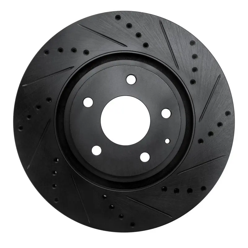 R1 16-25 Mazda Cx-5 Front Right Drilled & Slotted Black Brake Rotor 1