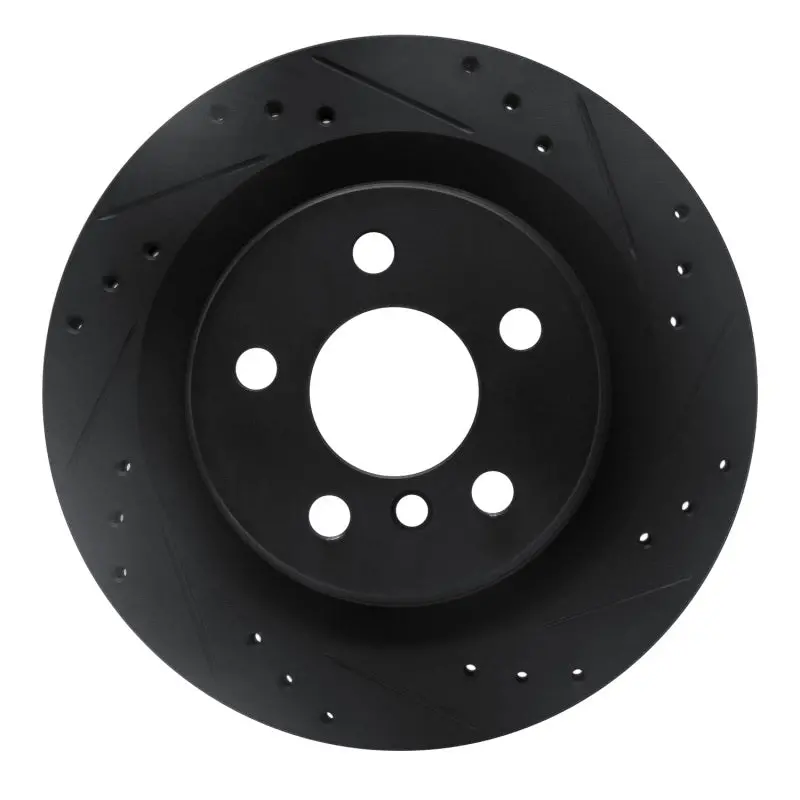 R1 16-26 Bmw 228I Gran Coupe Rear Right Drilled & Slotted Black Brake Rotor 1