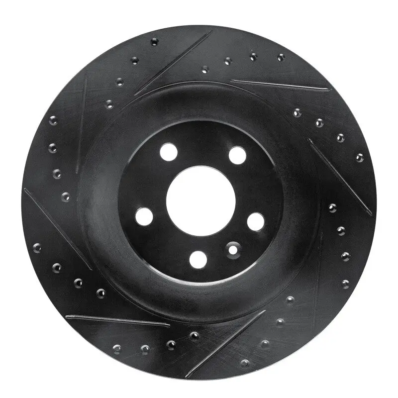 R1 16-26 Polestar Polestar 2 Rear Left Drilled & Slotted Black Brake Rotor 1