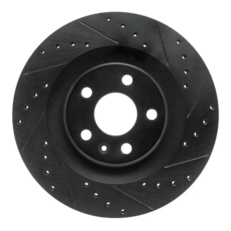 R1 16-26 Volvo S60 Rear Right Drilled & Slotted Black Brake Rotor 1