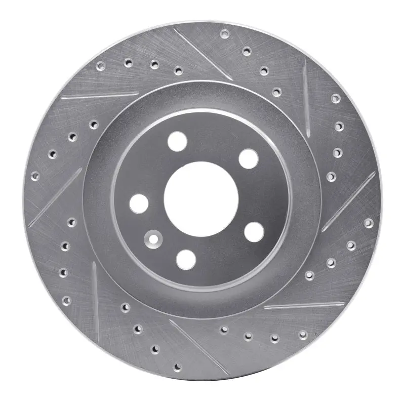 R1 16-26 Volvo V60 Cross Country Rear Right Drilled & Slotted Silver Brake Rotor 1