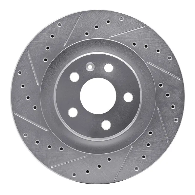 R1 16-26 Volvo V60 Rear Left Drilled & Slotted Silver Brake Rotor 1