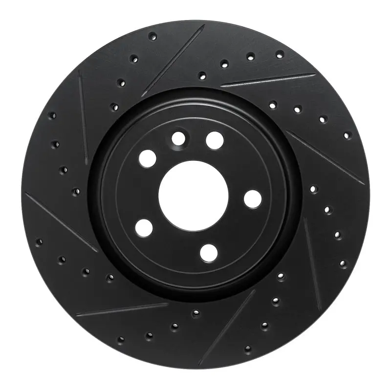 R1 17-19 Jaguar F-Pace Front Left Drilled & Slotted Black Brake Rotor 1