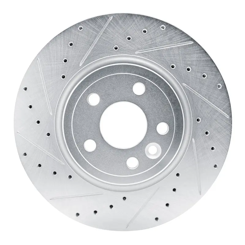 R1 17-19 Jaguar F-Pace Front Left Drilled & Slotted Silver Brake Rotor 1