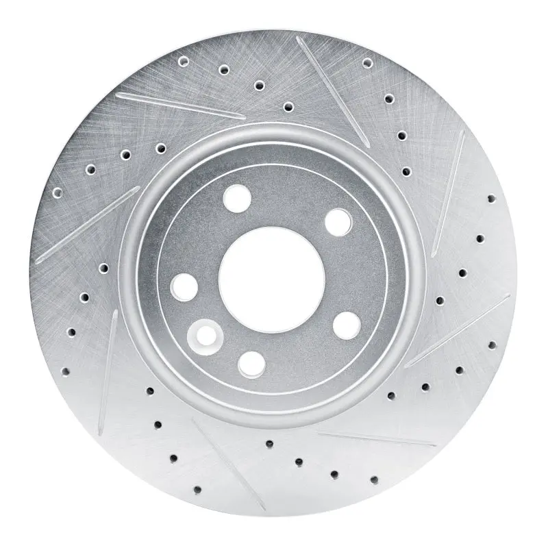 R1 17-19 Jaguar F-Pace Front Right Drilled & Slotted Silver Brake Rotor 1