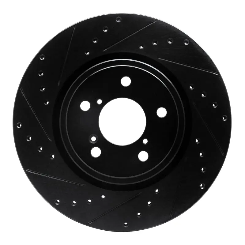 R1 17-20 Acura Mdx Front Left Drilled & Slotted Black Brake Rotor 1
