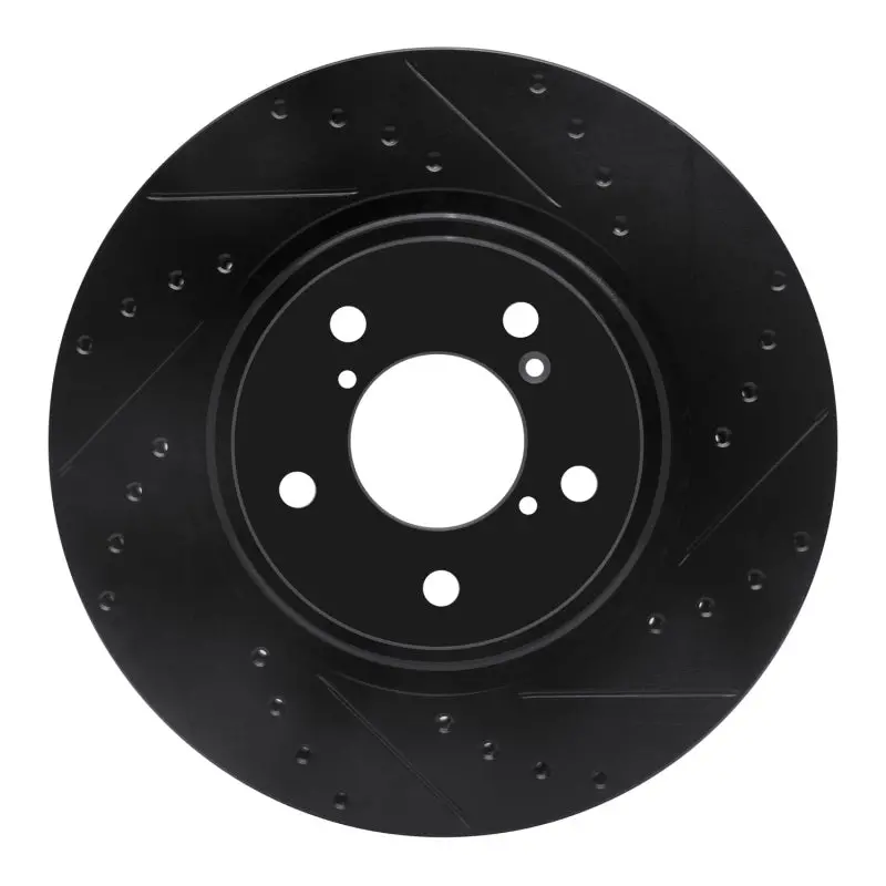 R1 17-20 Acura Mdx Front Right Drilled & Slotted Black Brake Rotor 1