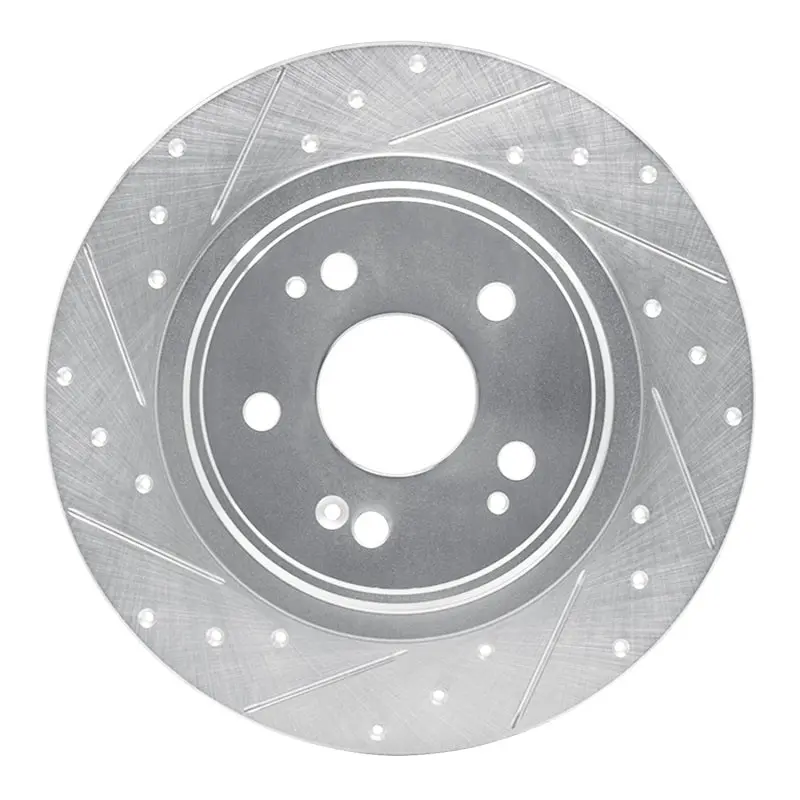 R1 17-20 Acura Mdx Rear Left Drilled & Slotted Silver Brake Rotor 1