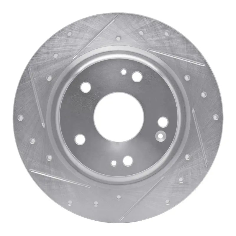 R1 17-20 Honda Civic Coupe Rear Left Drilled & Slotted Silver Brake Rotor 1