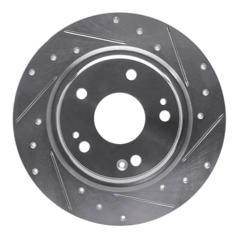 R1 17-20 Honda Civic Coupe Rear Right Drilled & Slotted Silver Brake Rotor 1