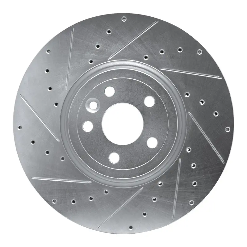 R1 17-20 Jaguar F-Pace Front Left Drilled & Slotted Silver Brake Rotor 1