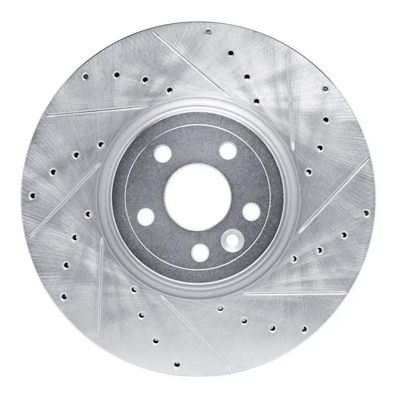 R1 17-20 Jaguar F-Pace Front Right Drilled & Slotted Silver Brake Rotor 1