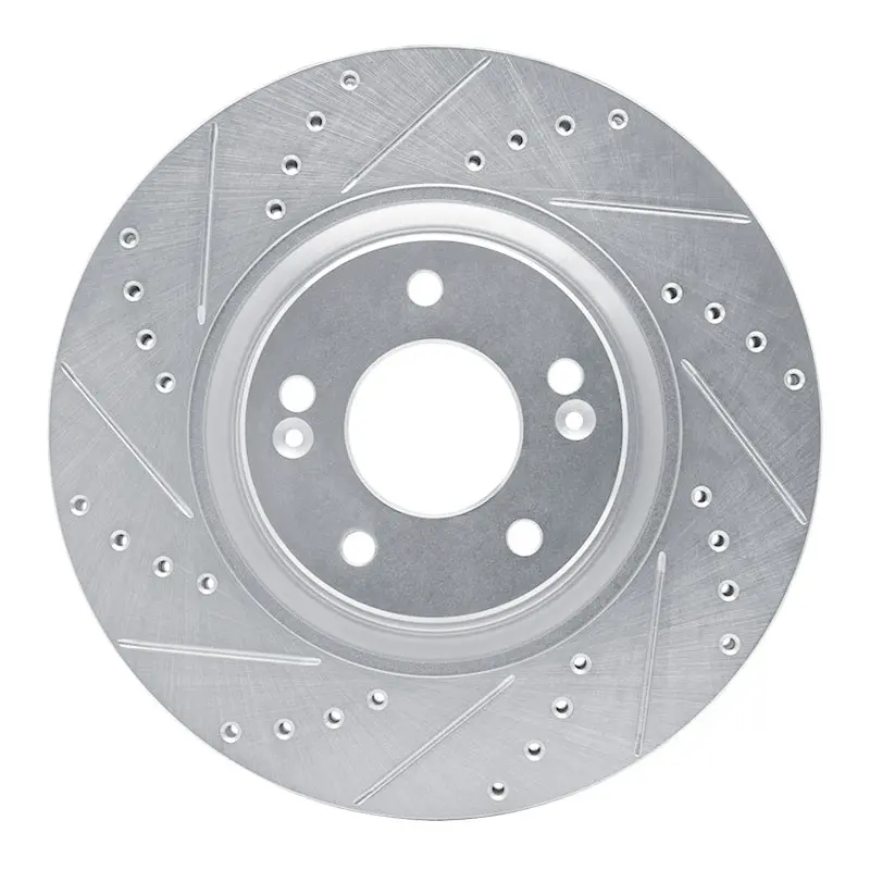 R1 17-20 Kia Cadenza Front Left Drilled & Slotted Silver Brake Rotor 1