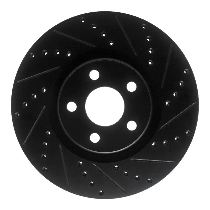 R1 17-20 Lincoln Mkz Front Right Drilled & Slotted Black Brake Rotor 1