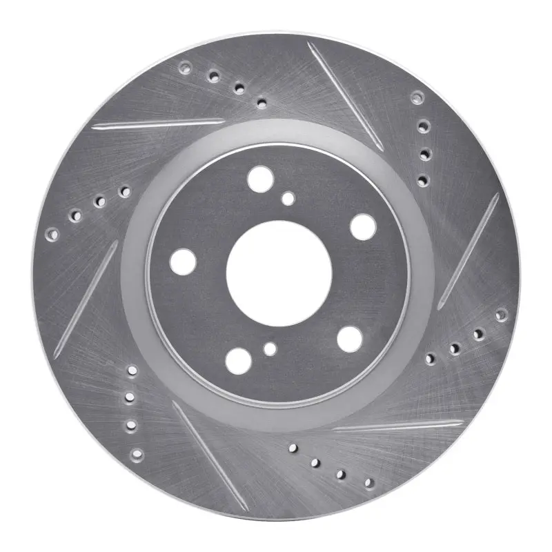 R1 17-21 Honda Clarity Front Right Drilled & Slotted Silver Brake Rotor 1