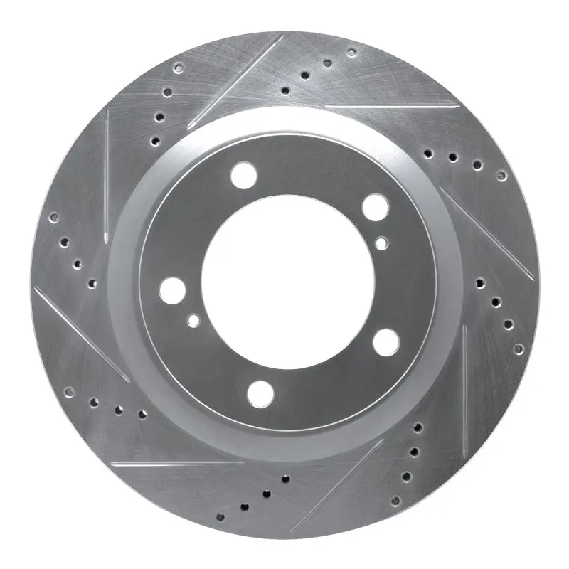 R1 17-21 Toyota Land Cruiser Front Left Drilled & Slotted Silver Brake Rotor 1