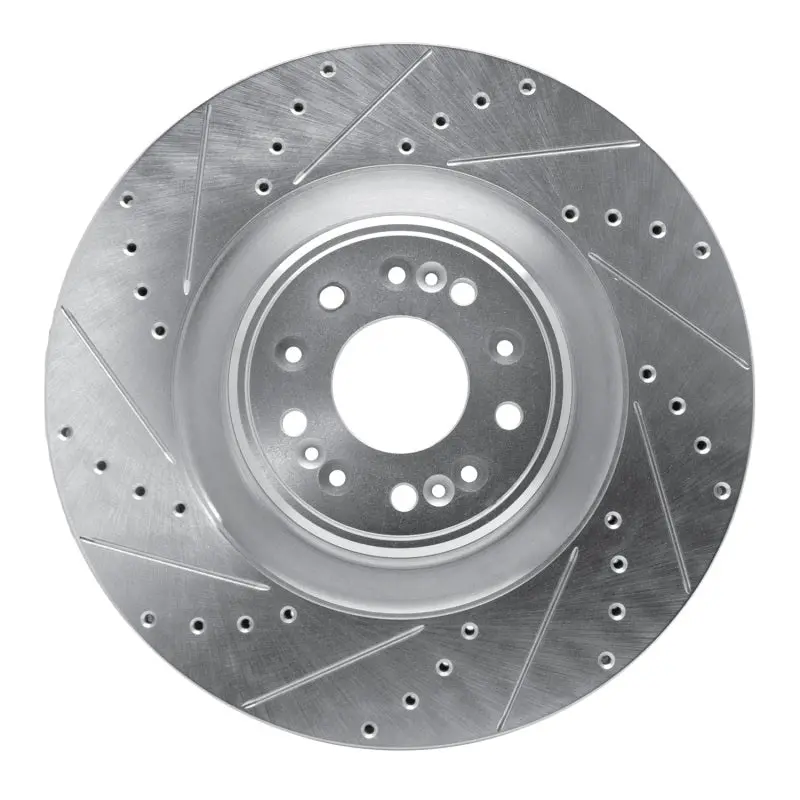 R1 17-22 Genesis G90 Front Left Drilled & Slotted Silver Brake Rotor 1