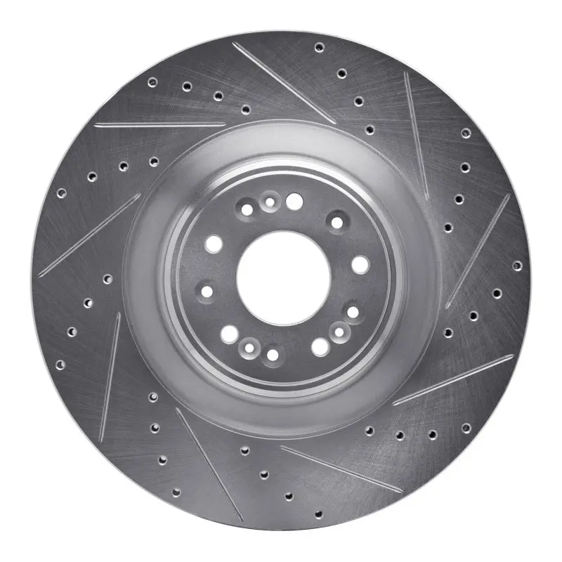 R1 17-22 Genesis G90 Front Right Drilled & Slotted Silver Brake Rotor 1