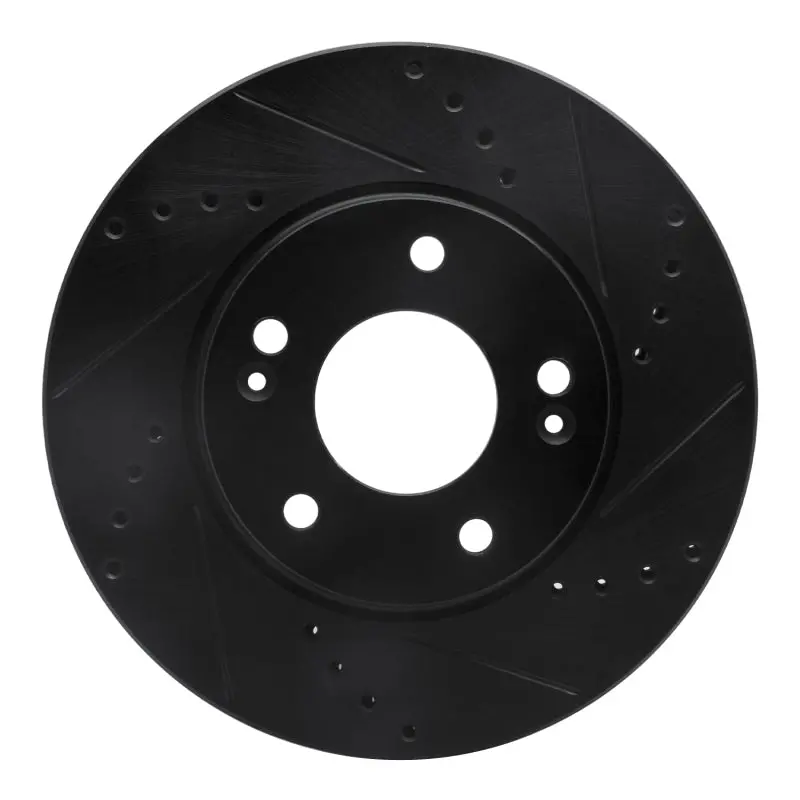 R1 17-22 Hyundai Ioniq Front Right Drilled & Slotted Black Brake Rotor 1