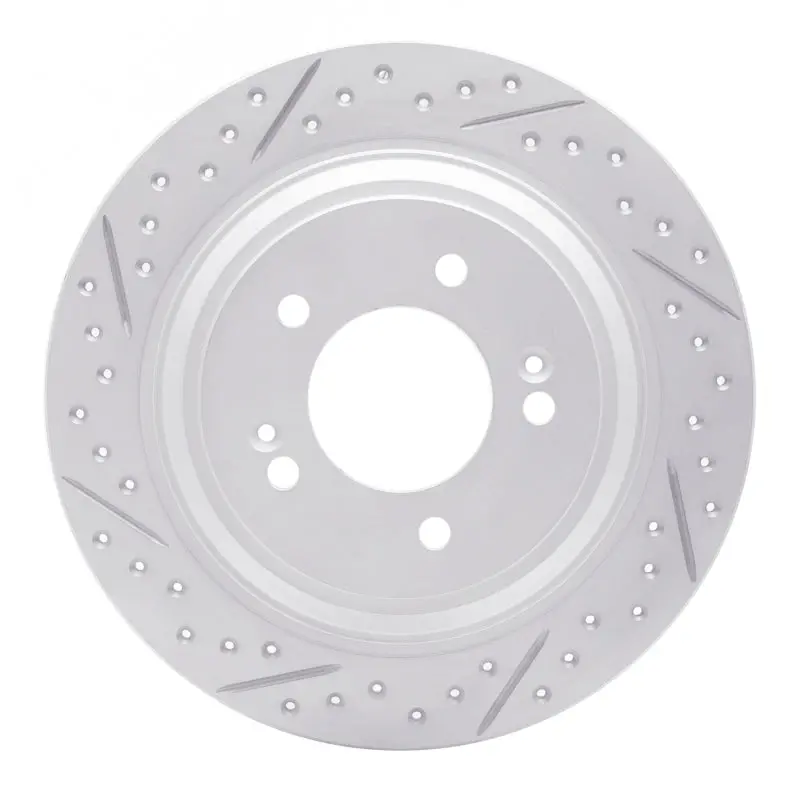 R1 17-23 Hyundai Kona Ev Rear Left Drilled & Slotted Geo-Carbon Rotor 1