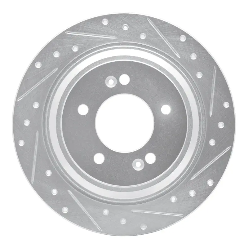 R1 17-23 Hyundai Kona Ev Rear Right Drilled & Slotted Silver Brake Rotor 1