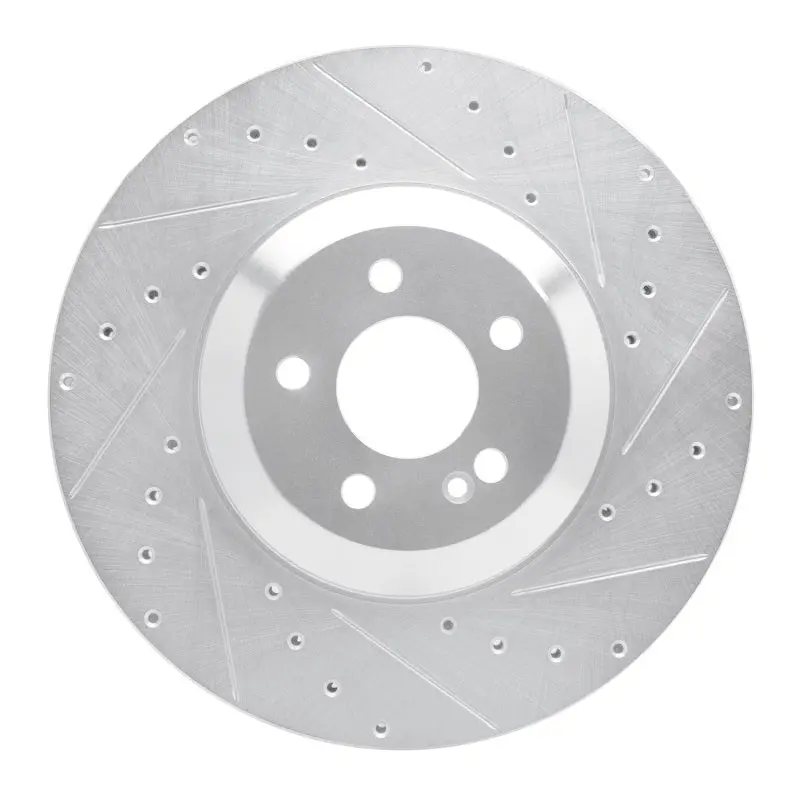 R1 17-23 Mercedes-Benz E43 Amg Rear Right Drilled & Slotted Silver Brake Rotor 1