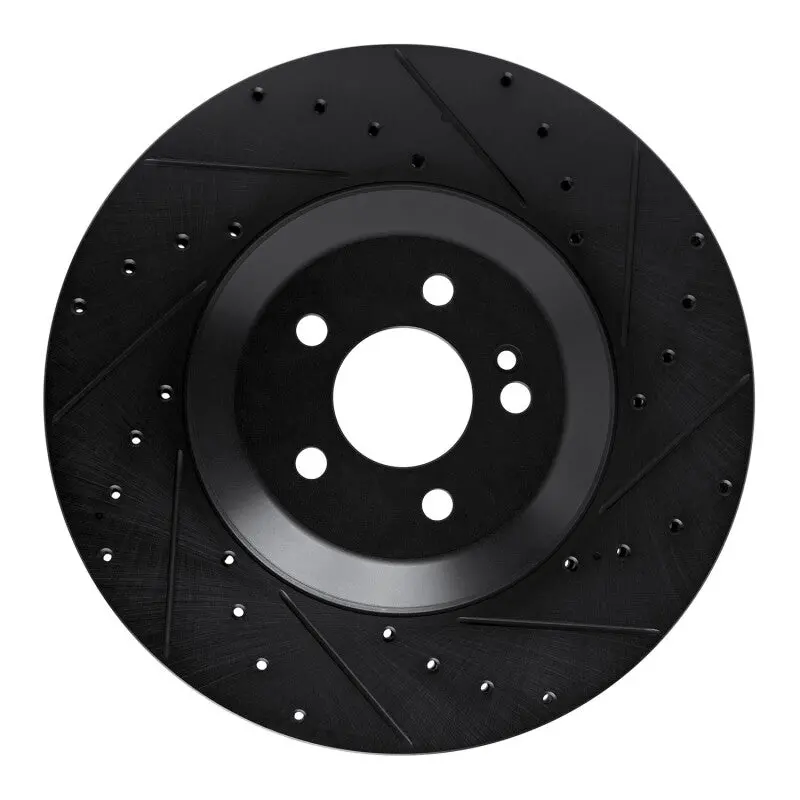R1 17-23 Mercedes-Benz E450 Rear Right Drilled & Slotted Black Brake Rotor 1
