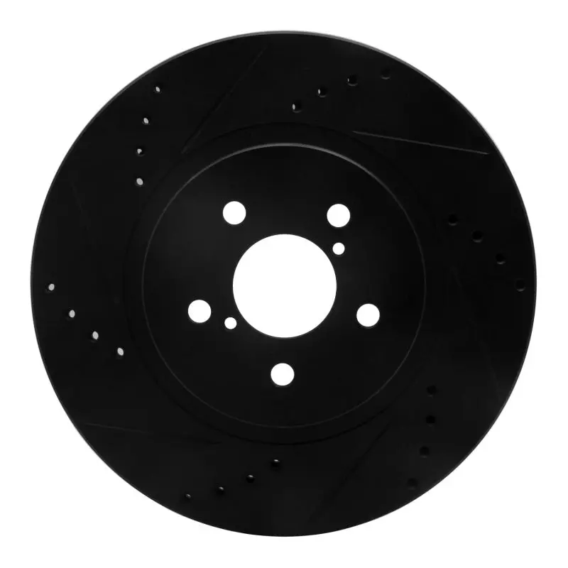 R1 17-23 Subaru Crosstrek Front Left Drilled & Slotted Black Brake Rotor 1