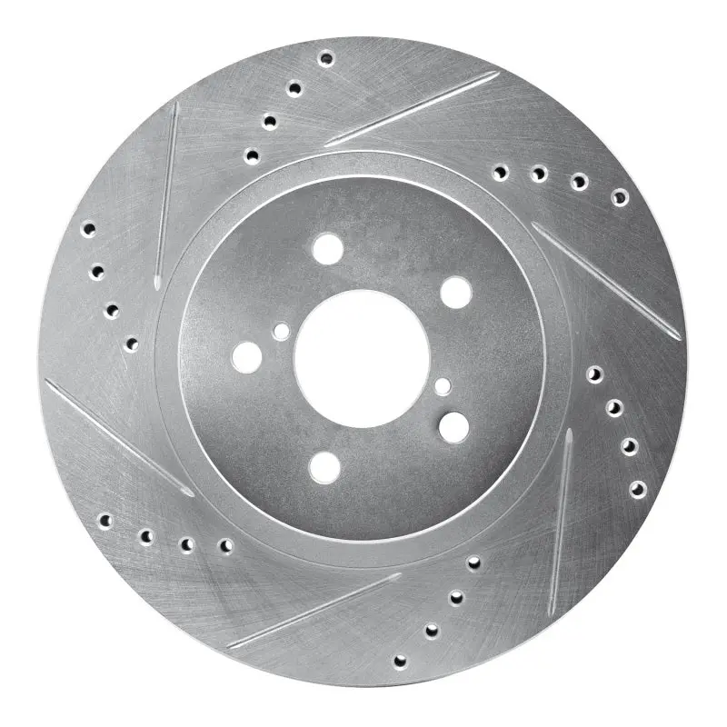 R1 17-23 Subaru Impreza Front Left Drilled & Slotted Silver Brake Rotor 1