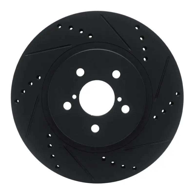 R1 17-23 Subaru Impreza Front Right Drilled & Slotted Black Brake Rotor 1