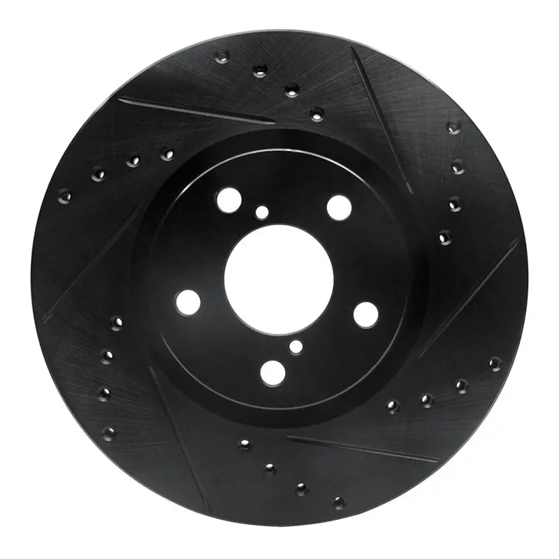 R1 17-23 Subaru Impreza Front Right Drilled & Slotted Black Brake Rotor 1
