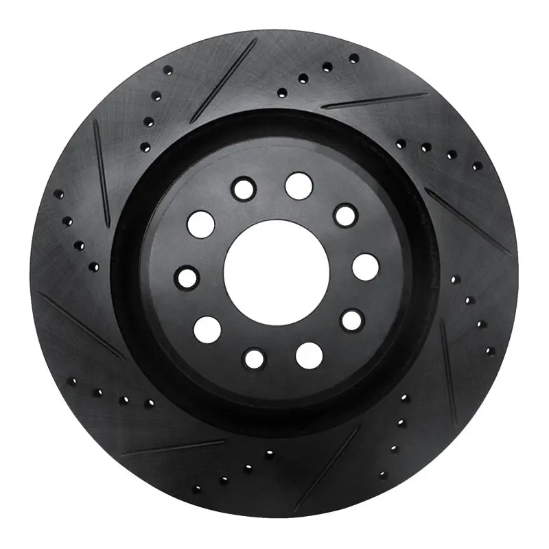 R1 17-24 Maserati Levante Rear Left Drilled & Slotted Black Brake Rotor 1